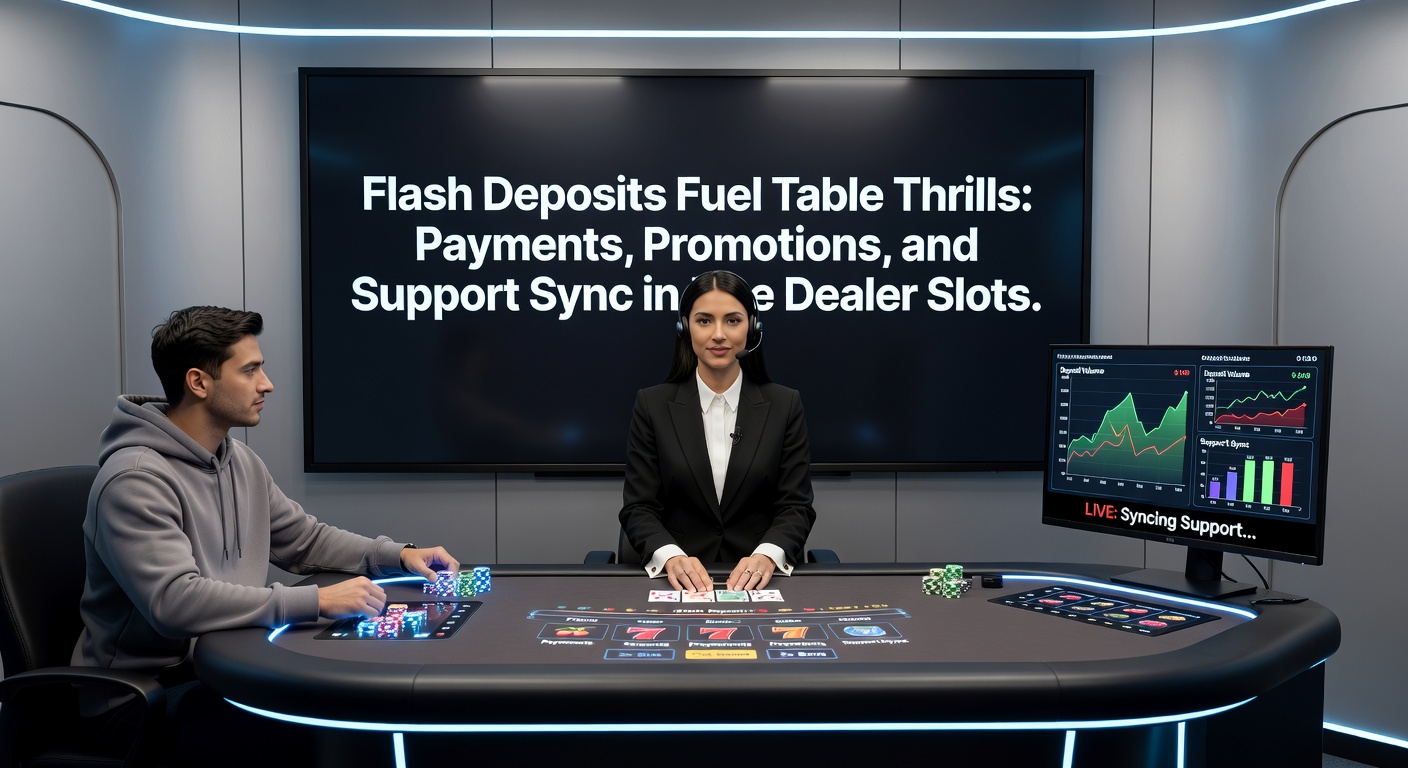 Lebendige Promotionen mit Blitz-Einzahlungs-Boni und Live-Dealer an Slots-Tischen, umgeben von jubelnden Avataren