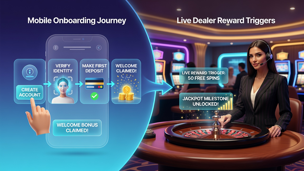 Darstellung von Live-Dealer-Belohnungstriggern und mobilen Spielerpfaden in digitalen Casino-Ökosystemen
