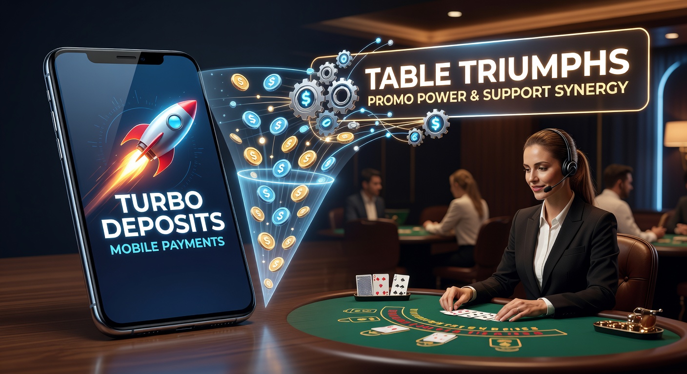 Smartphone mit Live-Dealer-Tisch und mobilen Zahlungsoptionen im Vordergrund, umgeben von Grafiken zu schnellen Einzahlungen und Boni